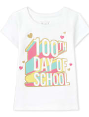 Camiseta con gráfico del 100.º día de clases para bebés y niñas pequeñas