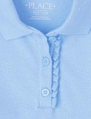 Polo de piqué con volantes de uniforme para niñas, paquete de 2
