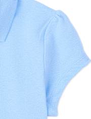 Polo de piqué con volantes de uniforme para niñas, paquete de 2
