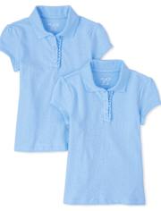Polo de piqué con volantes de uniforme para niñas, paquete de 2