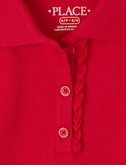 Girls Uniform Ruffle Pique Polo 2-Pack - Plus