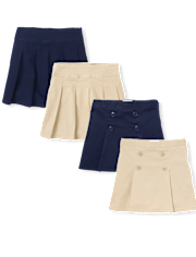 Girls Uniform Stretch Pleated Button Skort 4-Pack