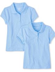 Polo de piqué con volantes de uniforme para niñas, paquete de 2