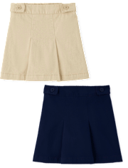 Girls Uniform Wrinkle Resistant Stretch Button Skort 2-Pack