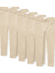 Girls Uniform Ponte Knit Pull On Jeggings 5-Pack