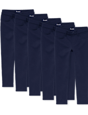 Girls Uniform Ponte Knit Pull On Jeggings 5-Pack