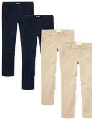 Girls Uniform Stretch Skinny Chino Pants 4-Pack