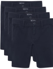 Shorts chinos elásticos de uniforme para niñas, paquete de 4