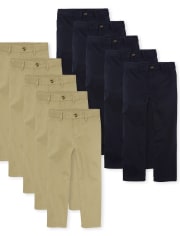 Boys Uniform Stretch Chino Pants 10-Pack