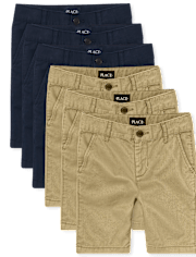 Boys Uniform Stretch Chino Shorts 6-Pack