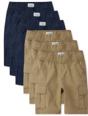 Boys Husky Pull On Cargo Shorts 6-Pack