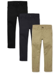 Boys Uniform Stretch Skinny Chino Pants 3-Pack