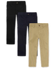 Paquete de 3 pantalones chinos elásticos de uniforme para niños