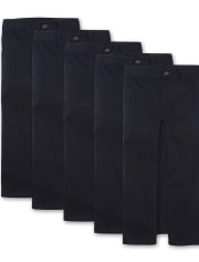 Boys Uniform Stretch Straight Chino Pants 5-Pack