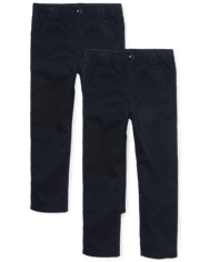Boys Uniform Stretch Pull On Relaxed Chino Pants 2-Pack
