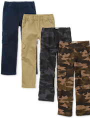 Pantalones cargo estilo chino sin cordones para niño, paquete de 4