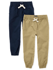 Boys Stretch Pull On Jogger Pants 2-Pack