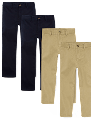 Boys Uniform Stretch Relaxed Straight Chino Pants 4-Pack