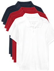 Polo de piqué de uniforme para niños, paquete de 6