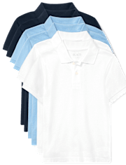 Polo de piqué de uniforme para niños, paquete de 6