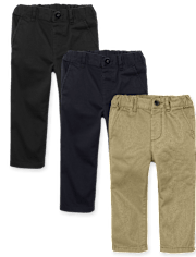 Baby And Toddler Boys Uniform Stretch Relaxed Straight Chino Pants 3-Pack