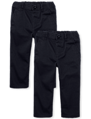 Baby And Toddler Boys Uniform Stretch Straight Chino Pants 2-Pack