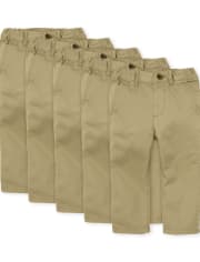 Toddler Boys Uniform Stretch Skinny Chino Pants 5-Pack