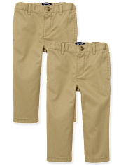Lot de 2 pantalons chino droits extensibles uniformes pour bébés et tout-petits garçons