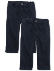 Baby And Toddler Boys Uniform Stretch Relaxed Straight Chino Pants 2-Pack