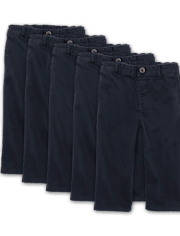 Lot de 5 pantalons chino droits extensibles uniformes pour bébés et tout-petits garçons