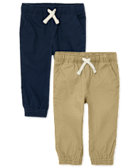 Lot de 2 pantalons de jogging extensibles à enfiler pour bébés et tout-petits garçons