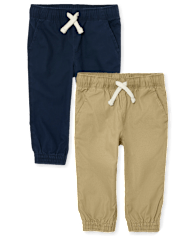 Baby And Toddler Boys Stretch Pull On Jogger Pants 2-Pack