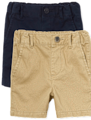 Lot de 2 shorts chino extensibles uniformes pour bébés et tout-petits garçons