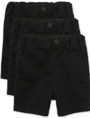 Shorts chinos elásticos de uniforme para niños pequeños, paquete de 3