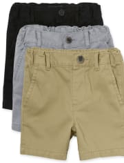 Baby And Toddler Boys Uniform Stretch Chino Shorts 3-Pack
