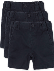 Lot de 3 shorts chino extensibles uniformes pour bébés et tout-petits garçons