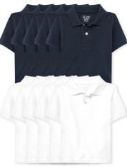 Toddler Boys Uniform Pique Polo 10-Pack