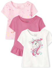 Toddler Girls Ruffle Top 3-Pack