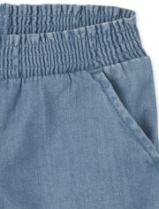 Baby And Toddler Girls Paperbag Waist Denim Shorts