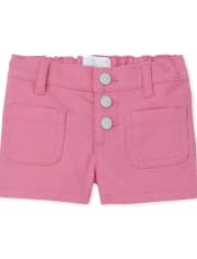 Baby And Toddler Girls Button Front Twill Shorts