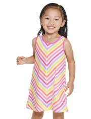 Baby And Toddler Girls Rainbow Chevron Cross Back Dress