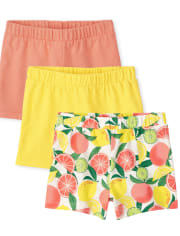 Toddler Girls Fruit Shorts 3-Pack