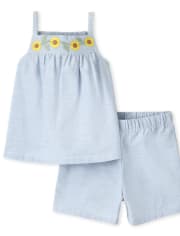 Toddler Girls Sunflower Tank Top 2-Piece Set