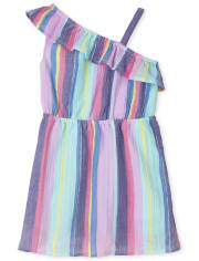 Baby And Toddler Girls Striped One Shoulder Dress