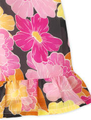 Vestido floral con volantes y hombros descubiertos para niñas pequeñas