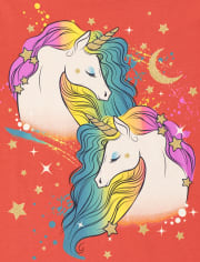 T-shirt graphique licorne arc-en-ciel pour fille