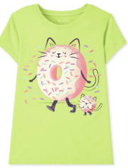 Girls Cat Doughnut Graphic Tee