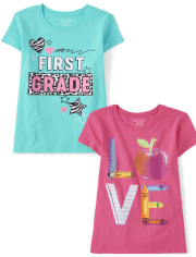 Girls First Grade Love Graphic Tee 2-Pack