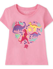 Camiseta con estampado de Dino para bebés y niñas pequeñas
