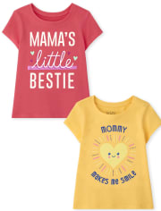 Paquete de 2 camisetas con estampado de mamá para bebés y niñas pequeñas